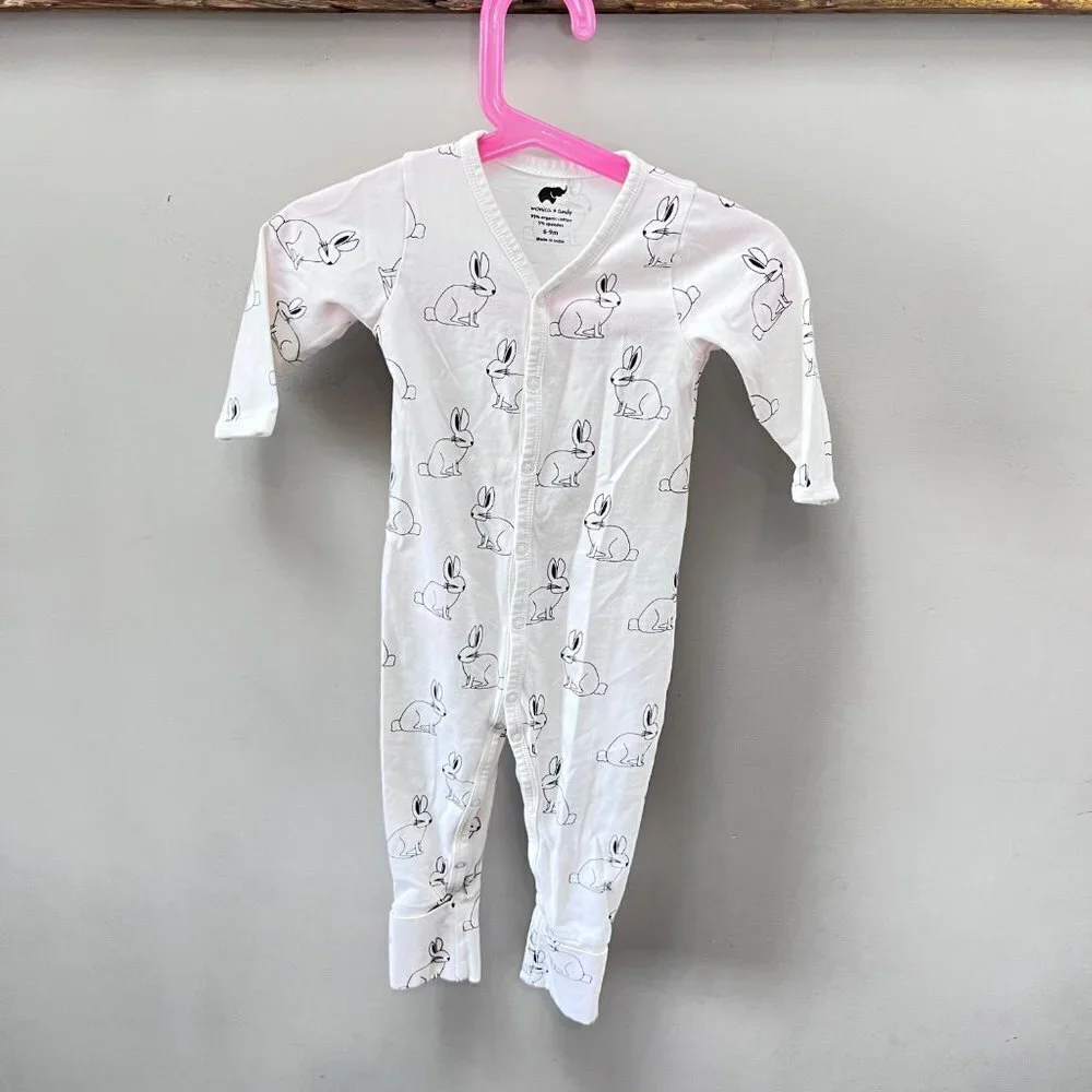 Monica & Andy Organic Cotton Rabbit Romper /‎ One Piece- Size 6-9m